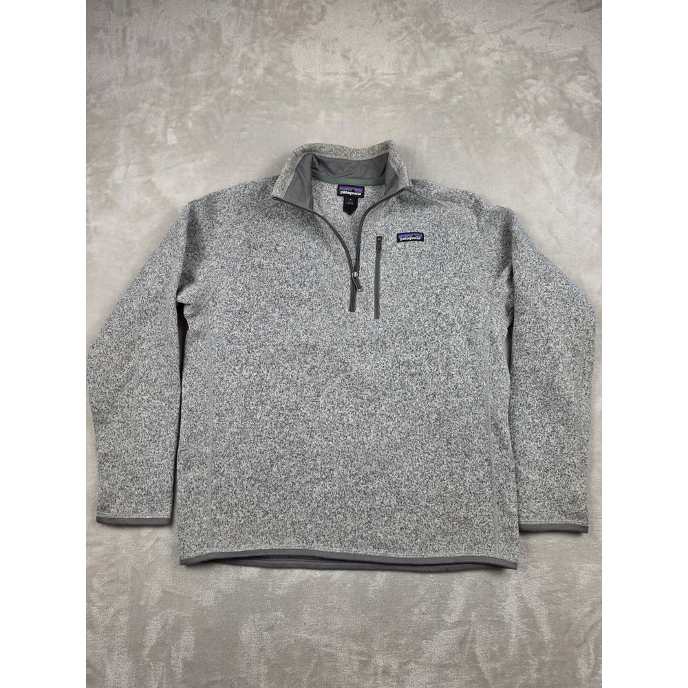 Patagonia Better Sweater 1/4 Zip Mens M Gray Heather Fleece Pullover *Stained
